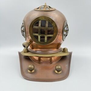 Vintage Divers Helmet Brass, Copper & Glass Replica Nautical VGC Decorative